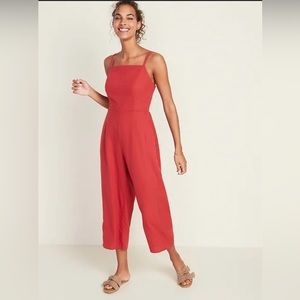 NWT Old Navy Linen Blend Cami Jumpsuit in Red - Size M